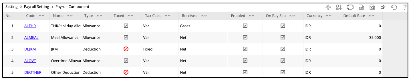 Use this menu to maintain all components that add and reduce the value ...