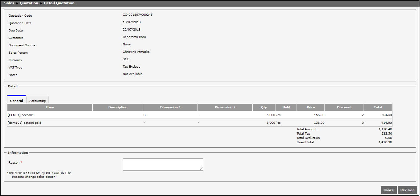 Revision Column Quotation